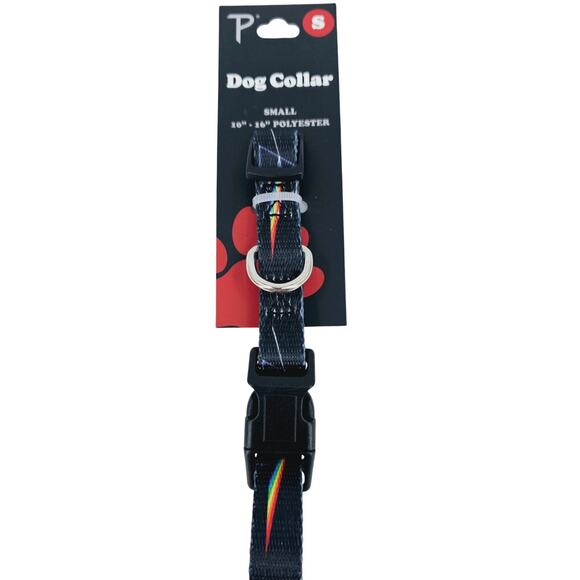 NEW Pink Floyd Prisms Logo Dog Collar Size 10" -16" Polyester Black Perris Pet - Picture 1 of 4